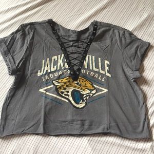 Jacksonville Jaguars cropped lace up t shirt